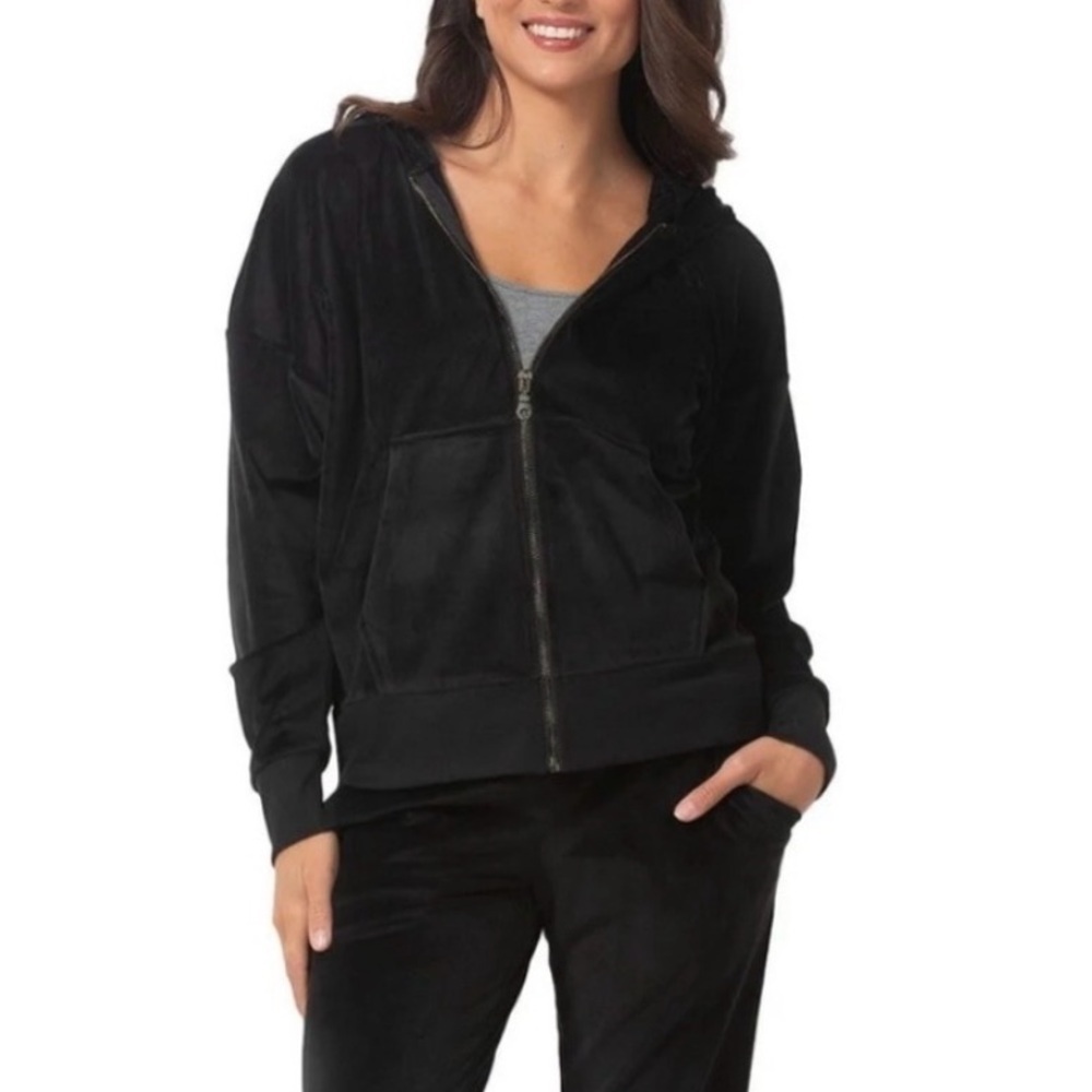 Felina Velour Hoodie and Jogger Set in Black